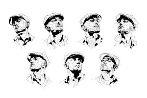 Portrait man in a cap black ink, an Illustration by Onyx