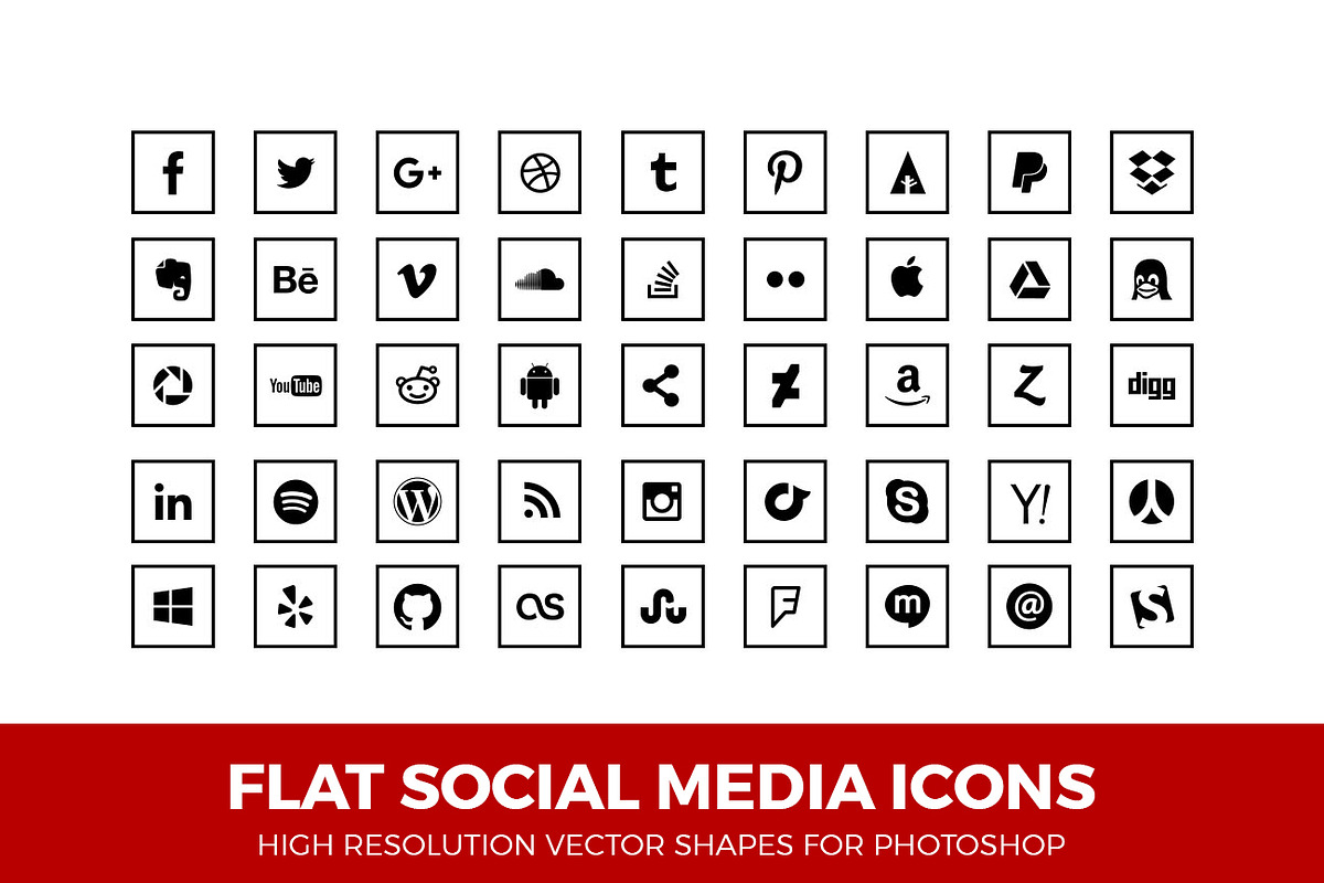 Social Media Icons Squared Line Blk, an Icon by Design Bits