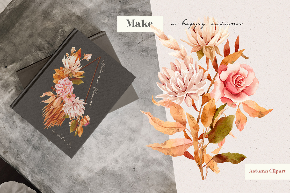 Bright Autumn Watercolor Clipart, an Illustration by Julia M. Watercolor (Photo 3 of 12)