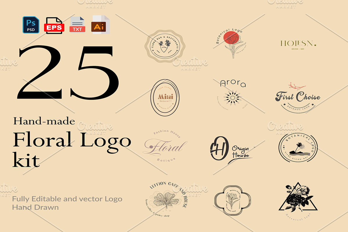 Hand made Botanic Logo KIT, a Branding & Logo Template by Zsstudio (Photo 1 of 8)