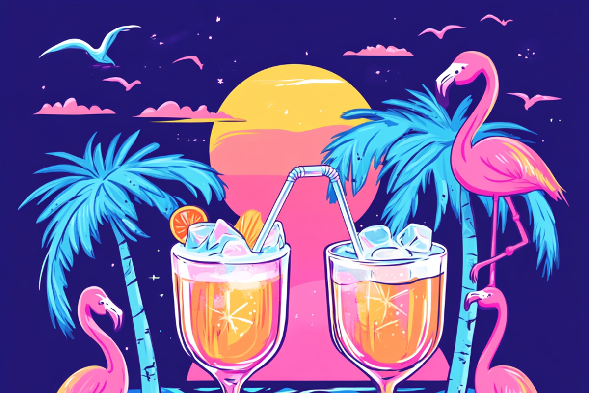 Neon Tropical Beach Party Scene, a Background Graphic by Printable Treasure (Photo 3 of 6)