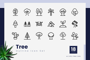 Tree Outline Icons, an Outline Icon by Zeer Graphic