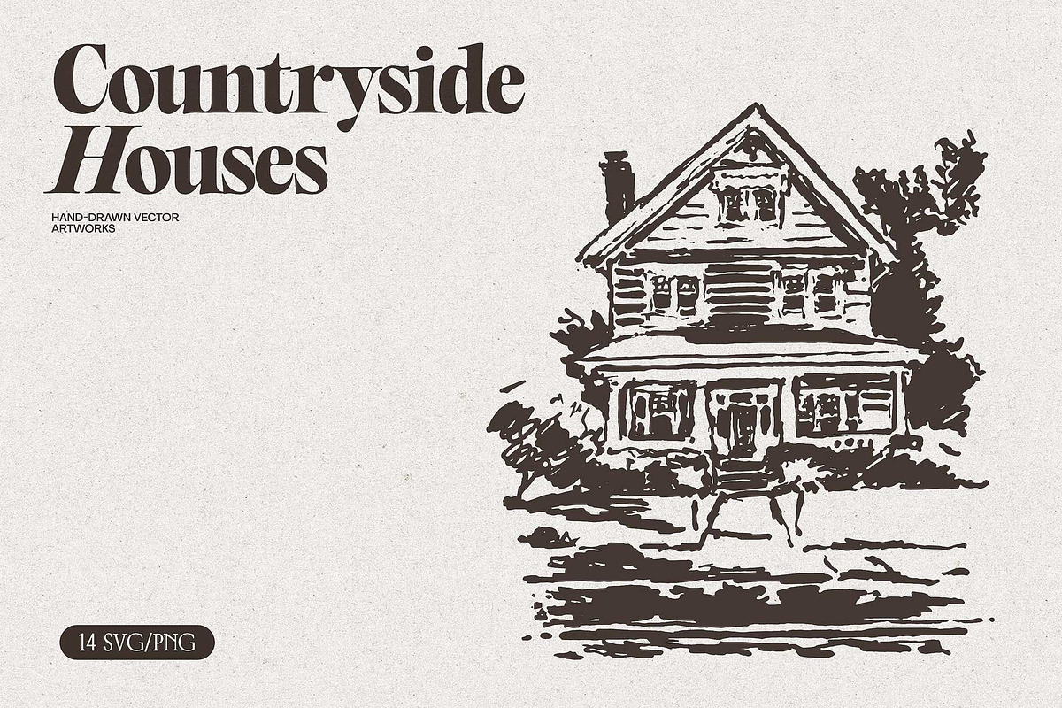 Countryside House Sketch Collection, an Object Illustration by TheMountBirdStudio (Photo 1 of 8)