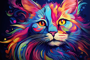 Colorful cat on abstract background., a Photo by Iftikhar Alam