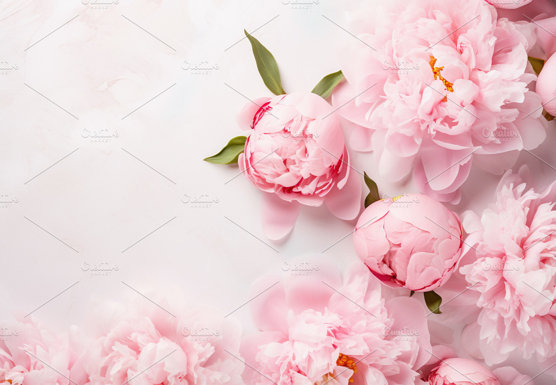 Stylish Workspace Decor with Peonies, a Wallpaper Photo by Iconogenic