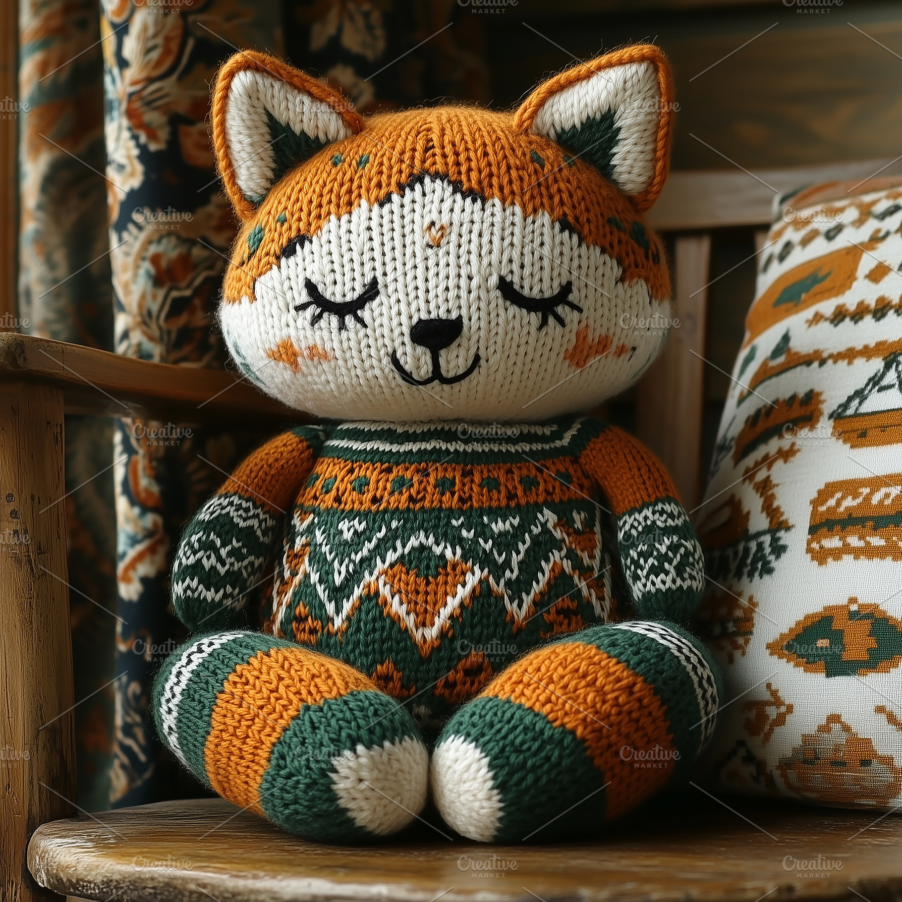A crocheted or knitted toy fox, an Animal Photo by Imaginarium