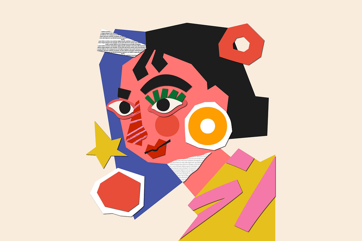 Abstract Collage Figure Illustration, an Illustration by graphicook