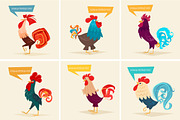 21 cards with cute roosters, a Graphic by Mallinka (Thumbnail 3 of 5)