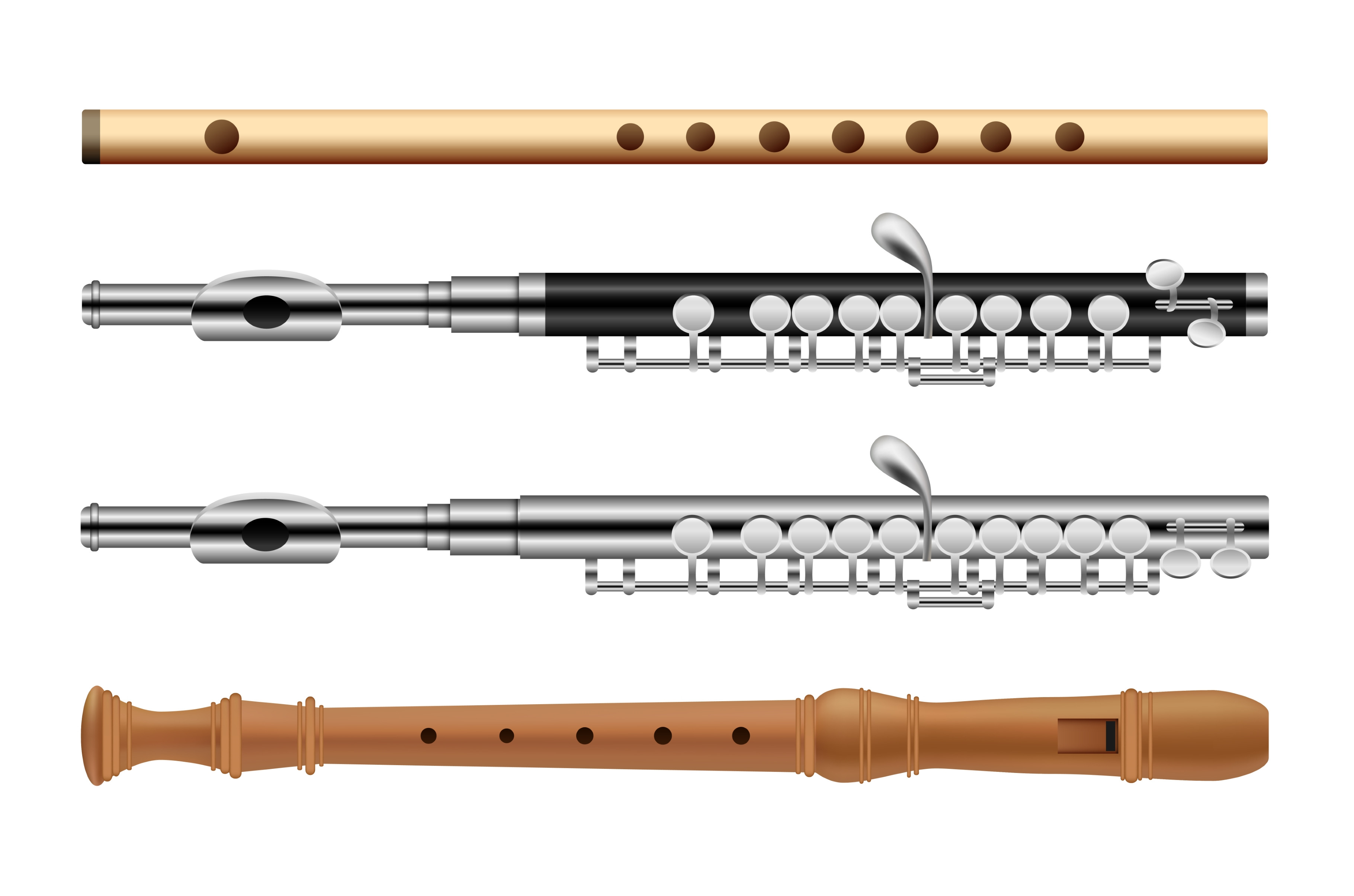 Flute Musical Instrument Icons Set by Ylivdesign | Creative Market