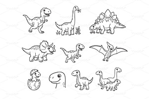 Fun set of cartoon dinosaur, an Animal Illustration by yod67