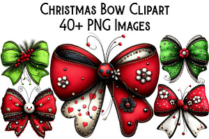 Christmas Bow Clipart Bundle, an Illustration by Pixels.Craft