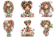 Whimsical Easter Girl Clipart, an Illustration by CraftArtStudio (Thumbnail 3 of 6)