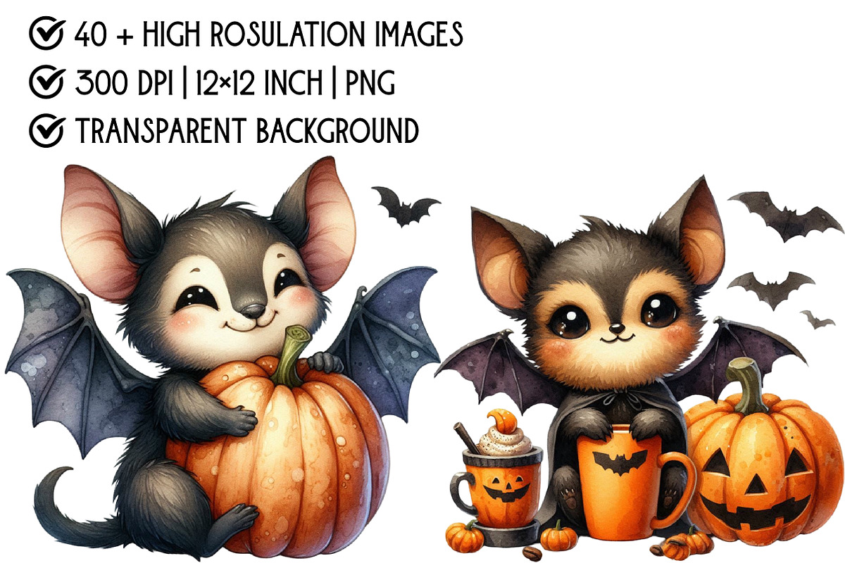 Funny Quirky Halloween Bats Clipart, an Illustration by Pixels.Craft (Photo 4 of 6)