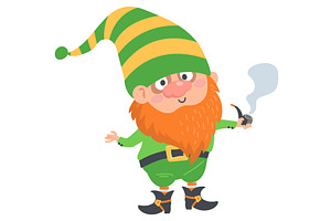 Cute cartoon gnome with beard and, a Person Illustration by Vectorbuum