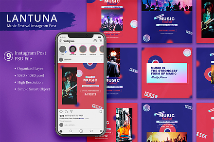 Music Festival Instagram Post, a Social Media Template by Attype