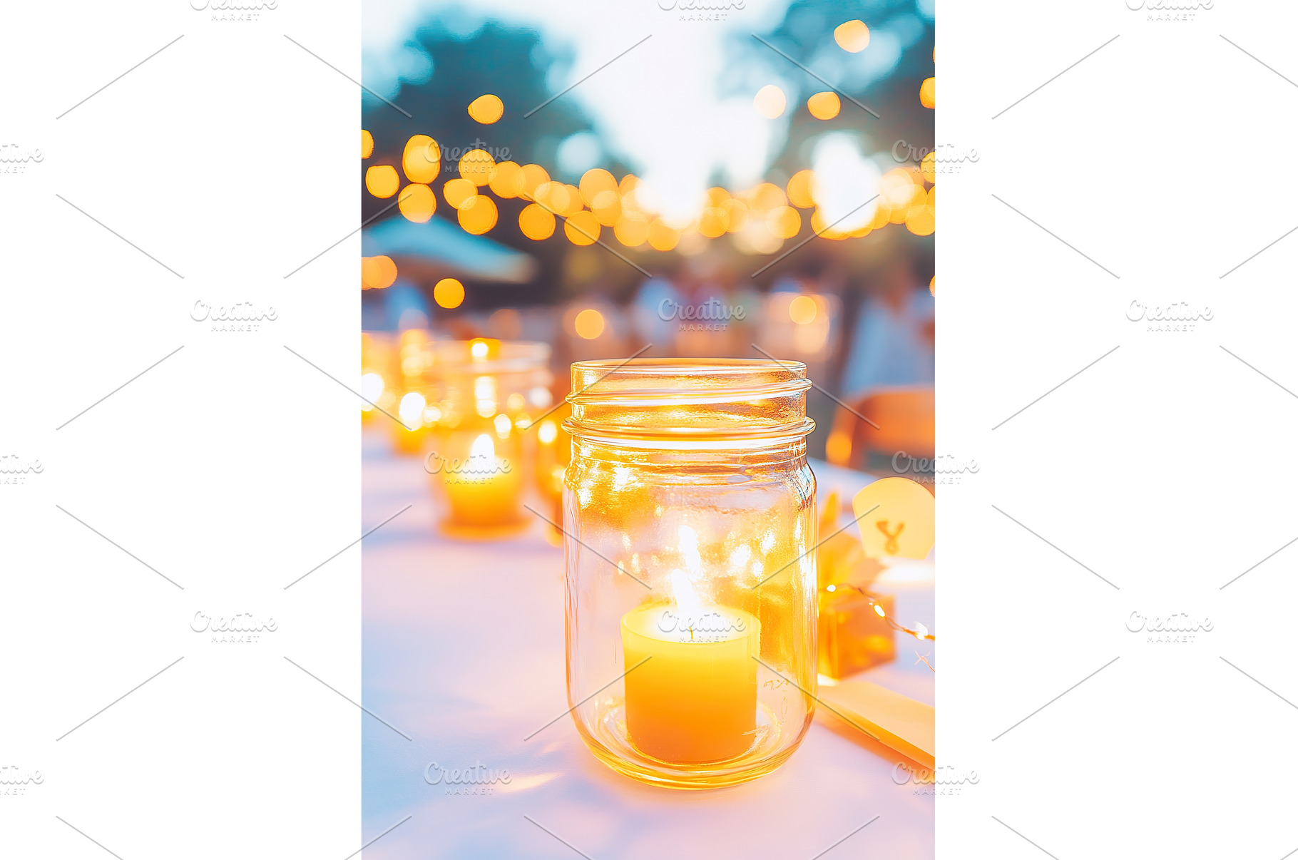 Candles in Glass Jars Lighting a, a Holiday Photo by Lermont51