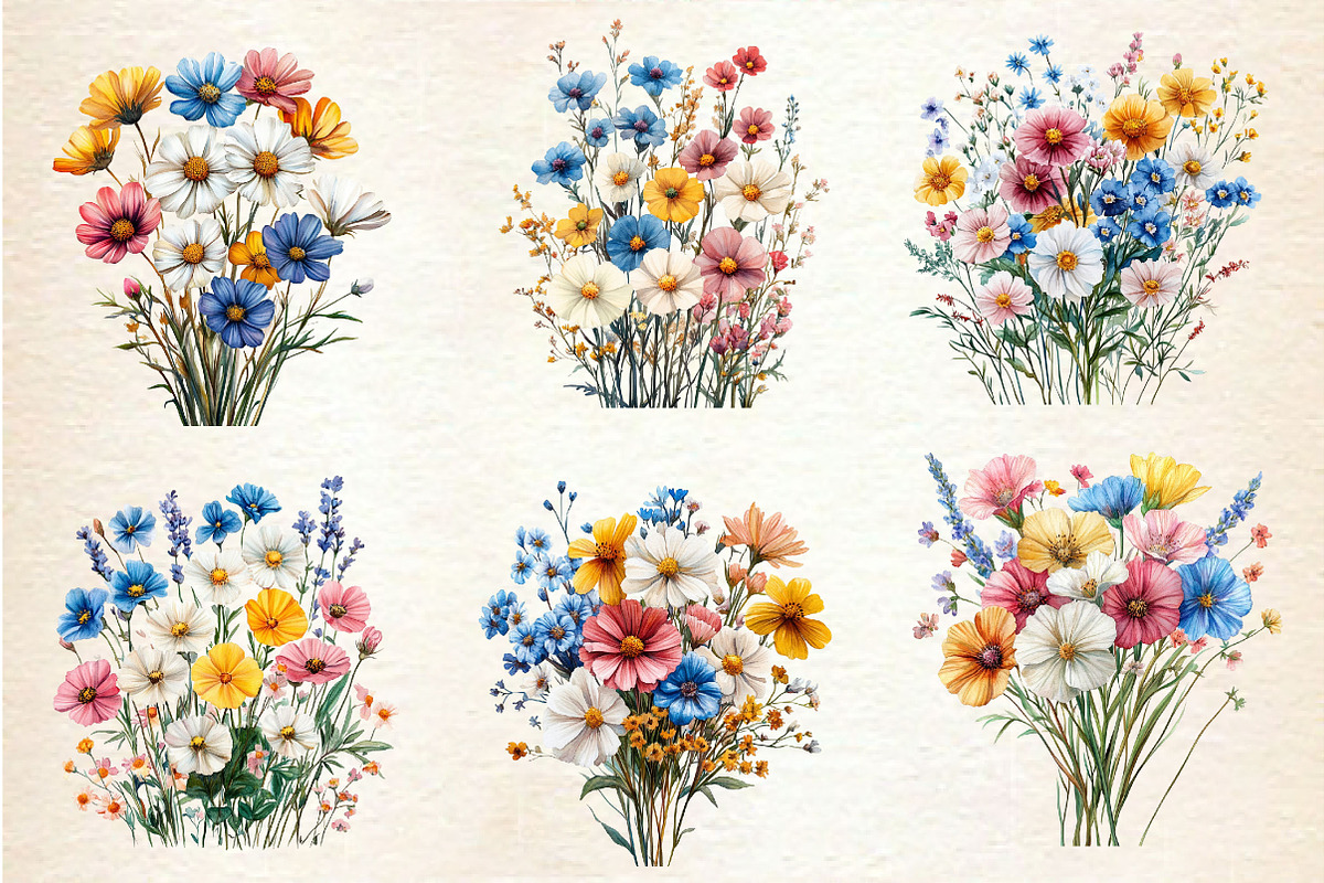 Colorful Meadow Flower Clipart Png, an Illustration by Dream Creation (Photo 5 of 6)