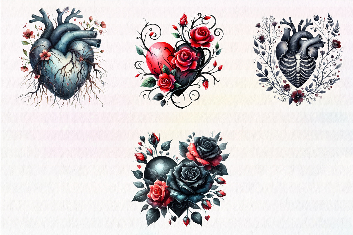 Gothic Floral Heart Clipart, an Illustration by CreationArt (Photo 4 of 4)