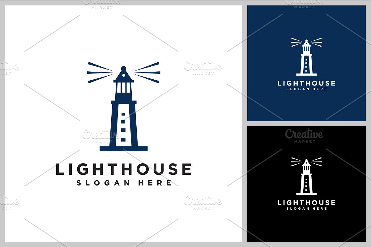 Lighthouse searchlight beacon tower, a Branding & Logo Template by quadrazo