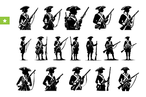 Colonial Soldier Silhouette Set, an Object Graphic by RT Studio