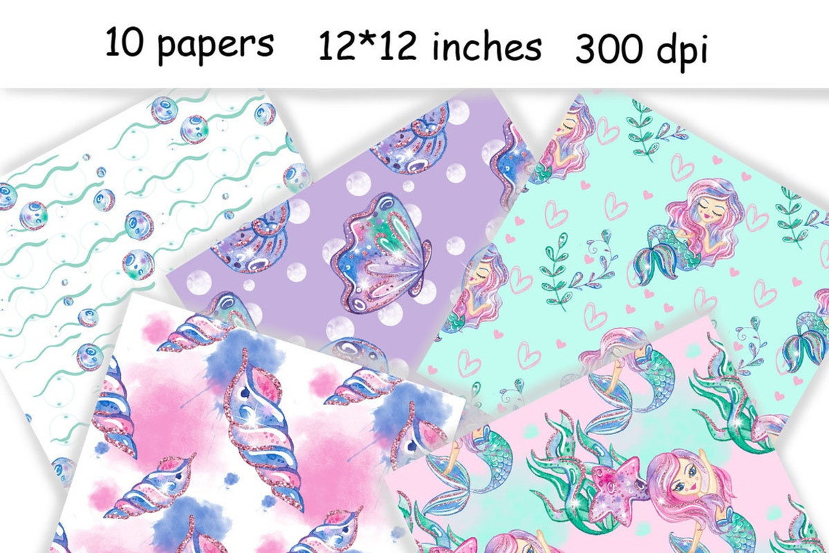 Mermaid Pattern, a Pattern Graphic by GlamArtZhanna (Photo 3 of 3)