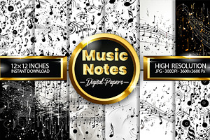 Music Notes Digital Paper