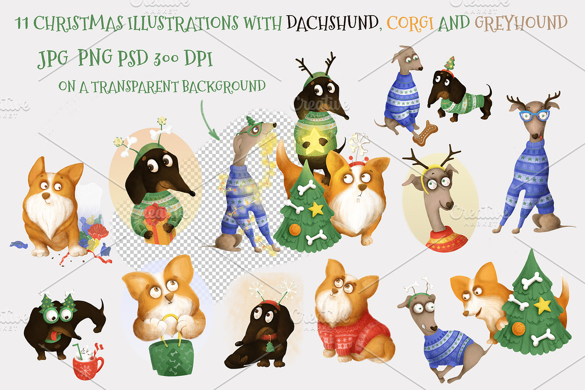 Christmas Puppies, a Seasonal Illustration by YuNa (Photo 2 of 11)