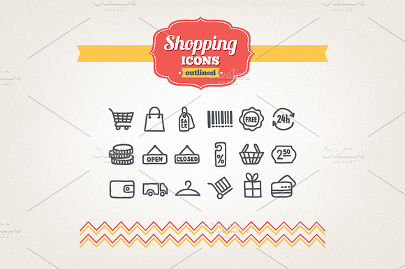 Hand drawn shopping icons preview 2