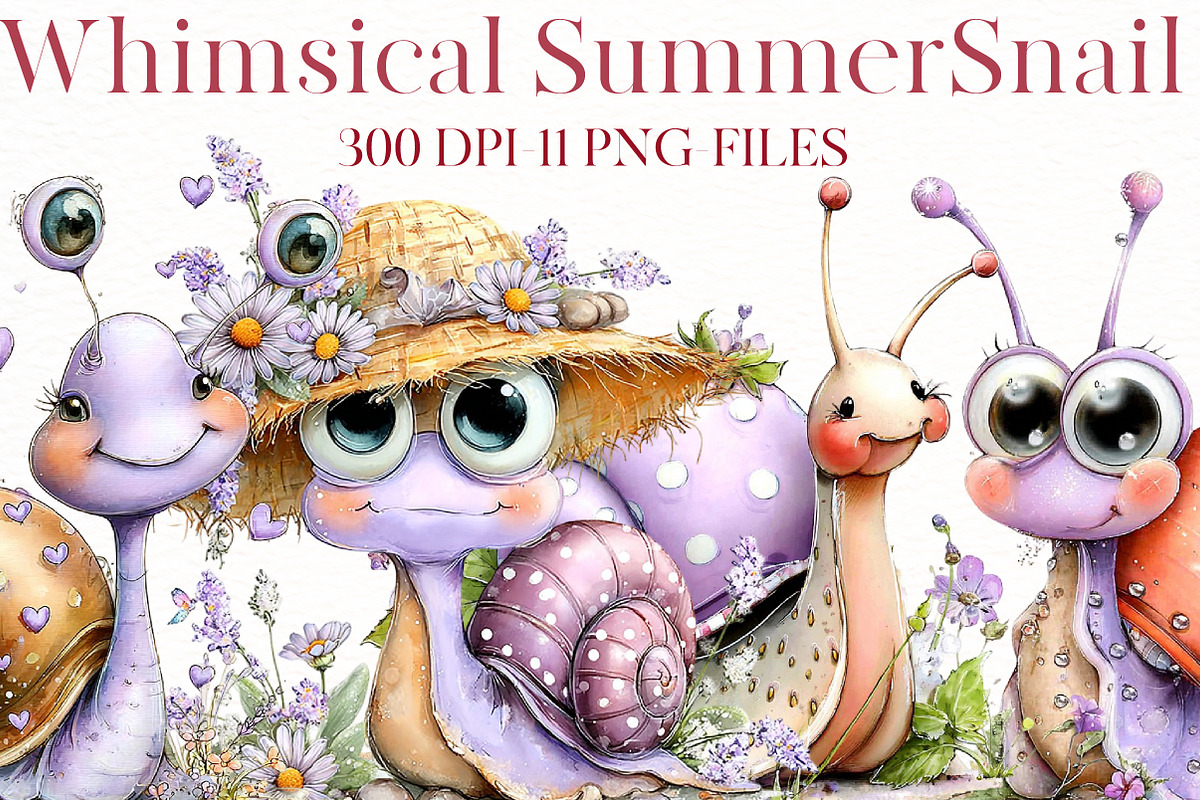 Whimsical summer snail Clipart, an Illustration by Designworld (Photo 1 of 6)