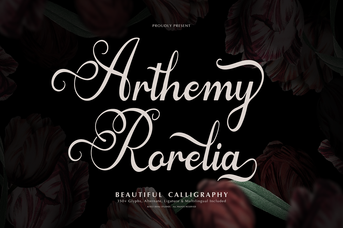 Arthemy Rorelia | Calligraphy Font, a Script Font by Denustudios (Photo 1 of 12)