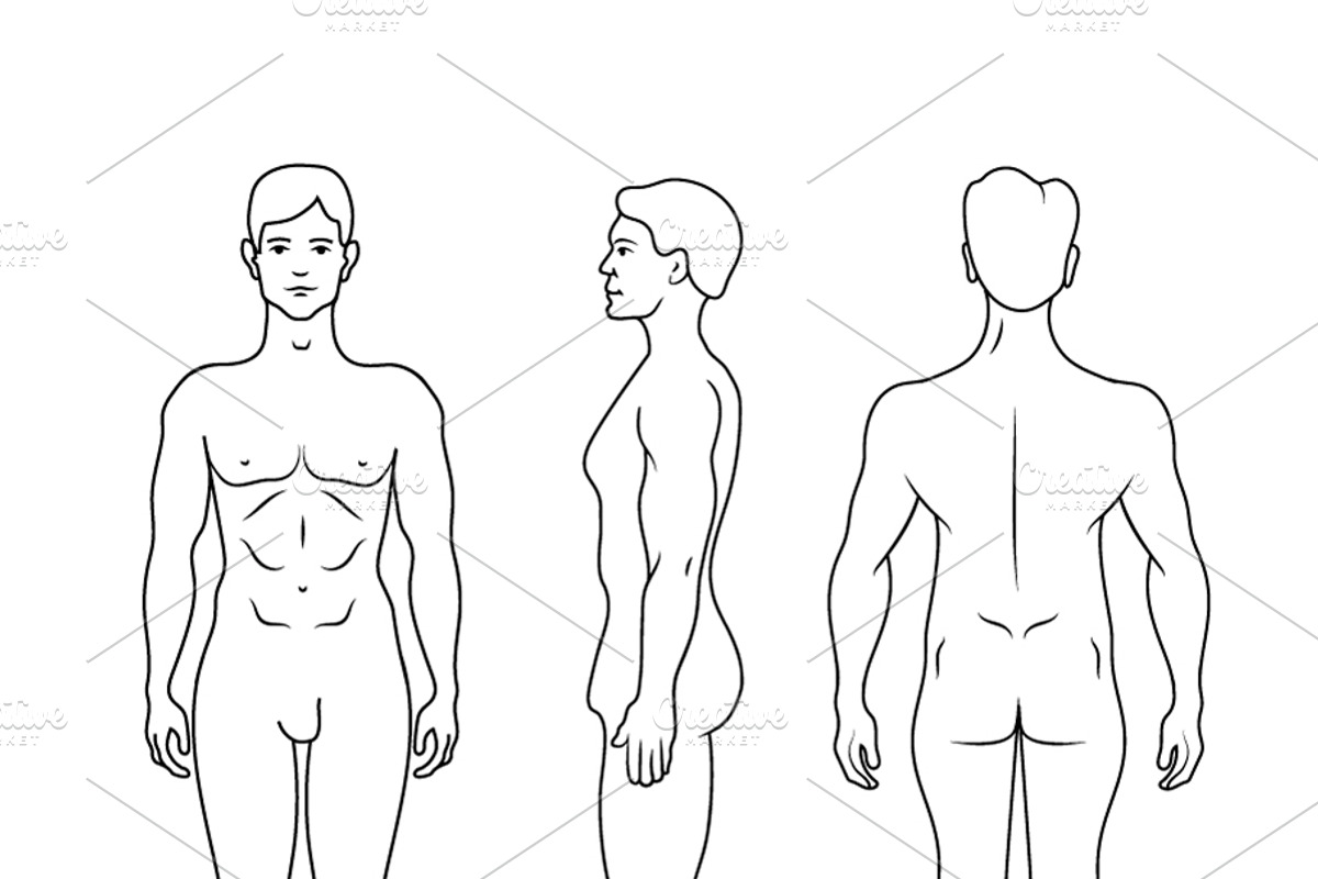 Outline silhouette of men body, an Object Graphic by BestPics