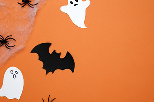 Spooky festive atmosphere. Halloween decoration bats ghosts, a Photo by matucha