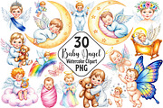 Angel Clipart Baby Angel Clipart Set, an Illustration by RobertsArt (Thumbnail 1 of 7)