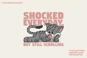 retro cat scrolling smartphone, a Branding & Logo Template by Judsart