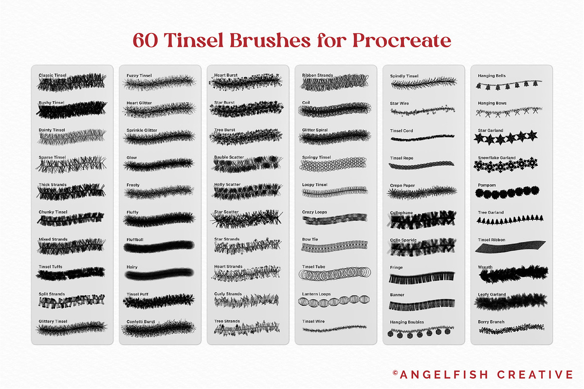 Tinsel Procreate Brush Set, a Brush Add-On by AngelfishCreative (Photo 4 of 11)