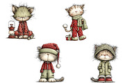 Winter Pajama Cats Clipart, an Illustration by Craft Nest (Thumbnail 6 of 11)
