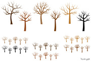 Bare tree silhouettes clipart set, an Illustration by Pravokrugulnik (Thumbnail 1 of 4)