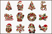 Patchwork Christmas Clipart PNG Bund, an Illustration by Sublimation Artist (Thumbnail 3 of 6)