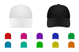 Baseball Cap. Vector Set.