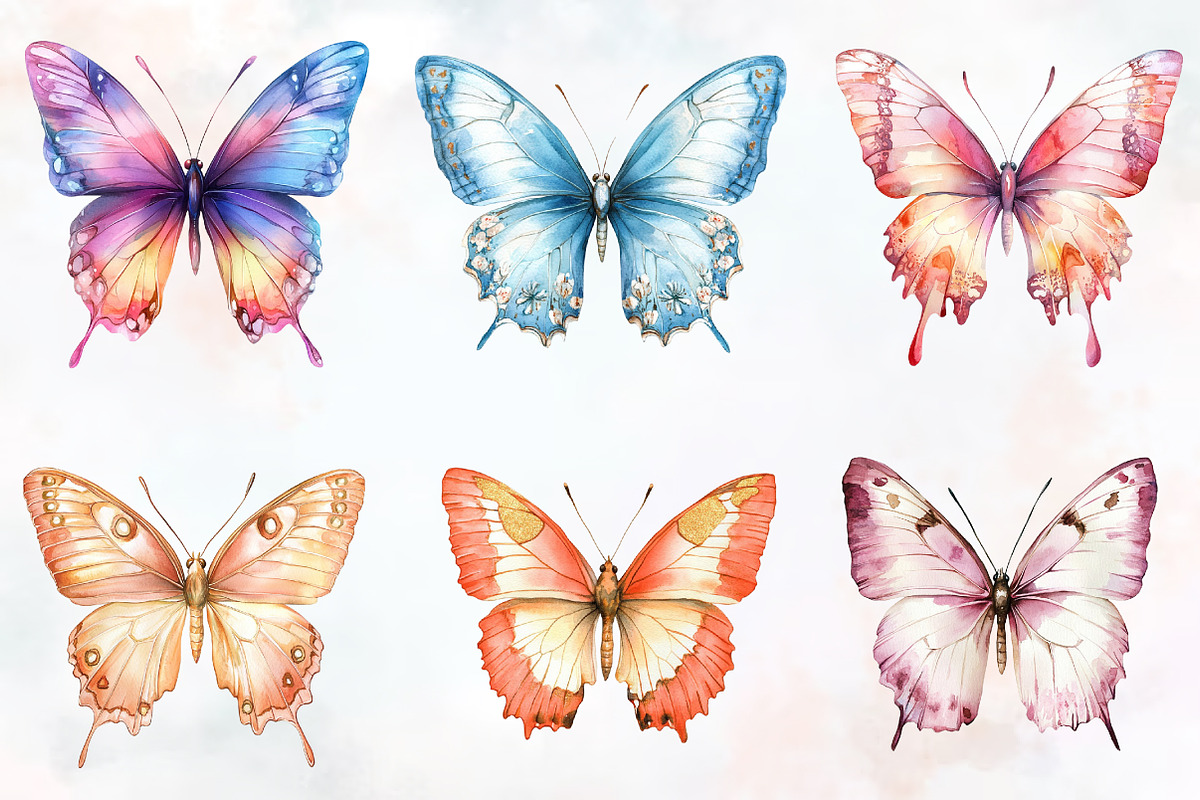 Soft Girly Butterfly Clipart, an Illustration by RobertsArt (Photo 6 of 7)