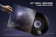 12'' Vinyl Record Mockup Set - 8 PSD, a Packaging Mockup by mockupgeek (Thumbnail 1 of 3)