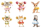 Cheerleader Animal Clipart, an Illustration by DreamArtGraphic (Thumbnail 2 of 4)