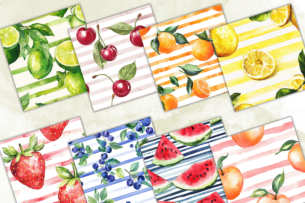 Fruit with Striped Pattern Seamless, a Pattern Graphic by Paper & Pattern Studio (Photo 2 of 9)