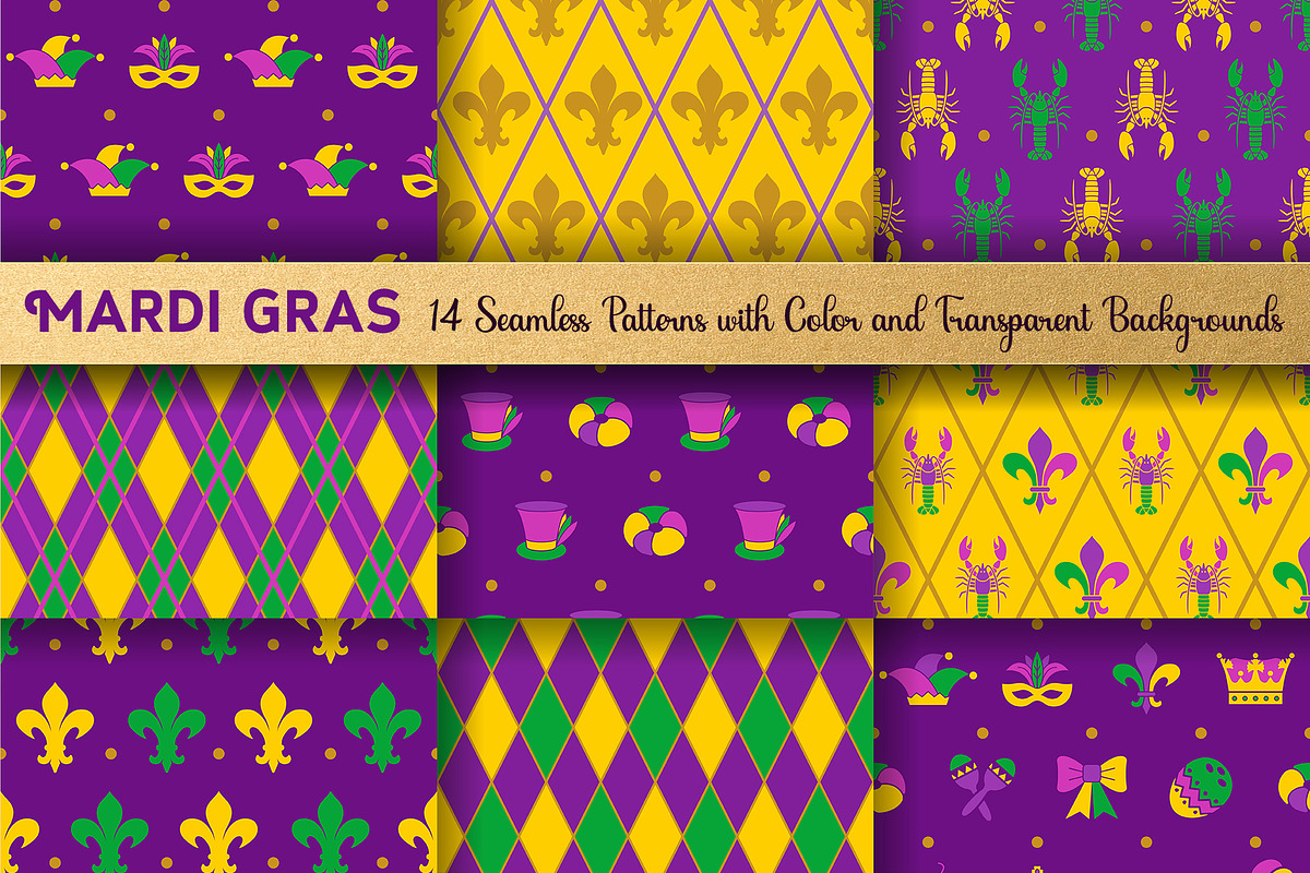 Mardi Gras Graphics Bundle, a Pattern Graphic by KlavaProDesign (Photo 3 of 7)