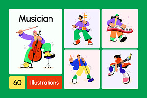 60 Flat Musician Illustrations, a Person Illustration by Creative Stall