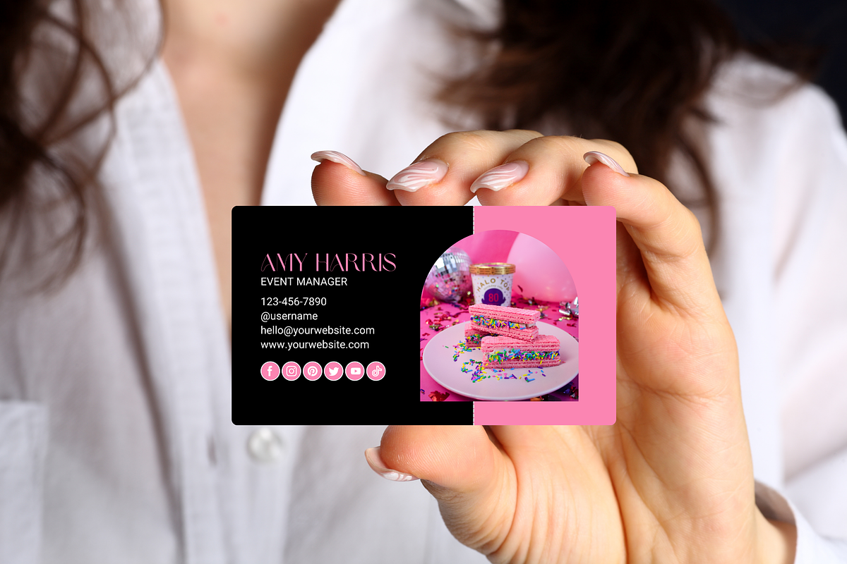 Black Pink Business Card Template, a Business Card Template by SunshineStudioBoutique (Photo 4 of 10)