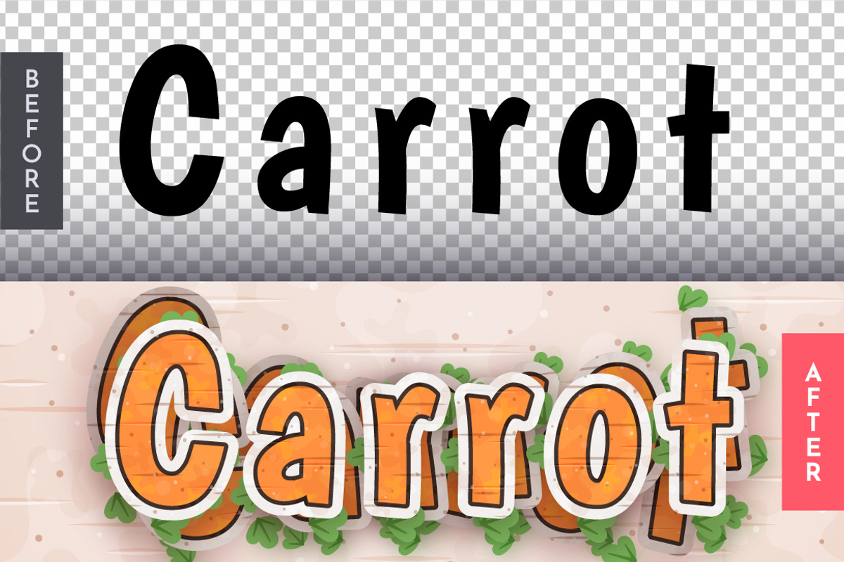Sticker Carrot Editable Text Effect, a Layer Style Add-On by rwgusev (Photo 2 of 7)