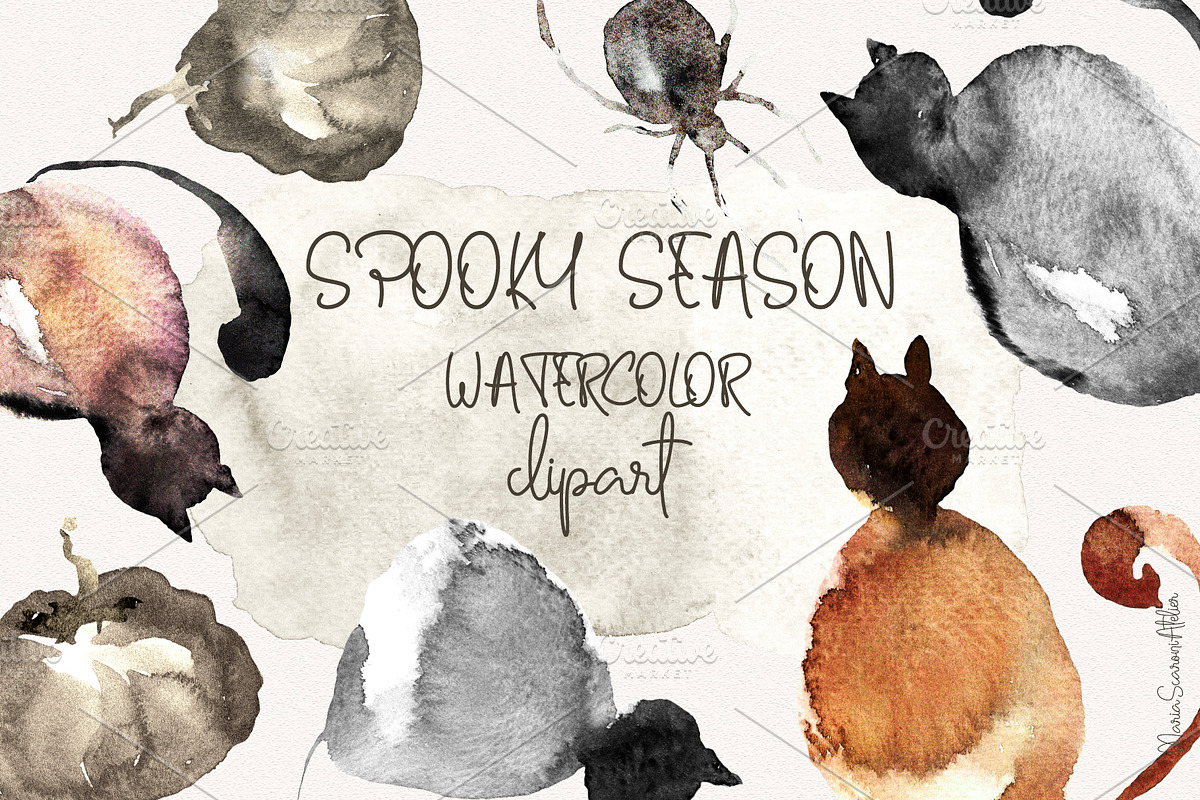 Spooky Season - Watercolor Clipart, a Seasonal Illustration by MariaScaroniAtelier (Photo 8 of 9)