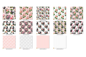 Pink Floral Skulls Digital Paper