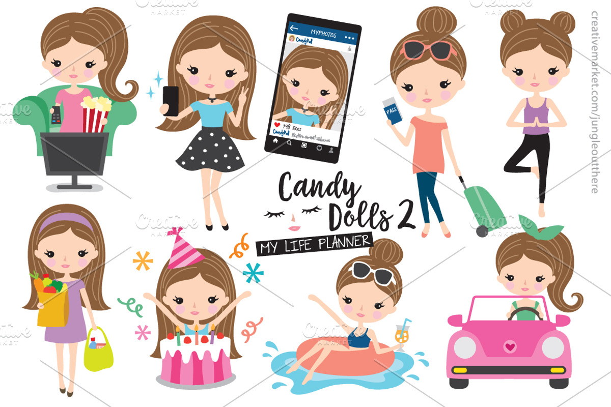 Woman Activity Vector and PNG Set, a Person Illustration by CreativeCatandCo